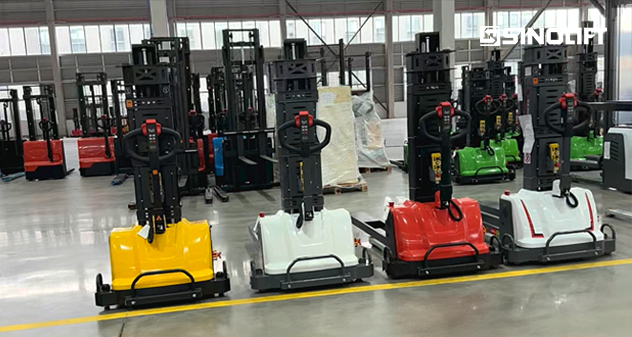 Sinolift new fully electric self lifting lithium battery stacker for hydraulic pallet forklift